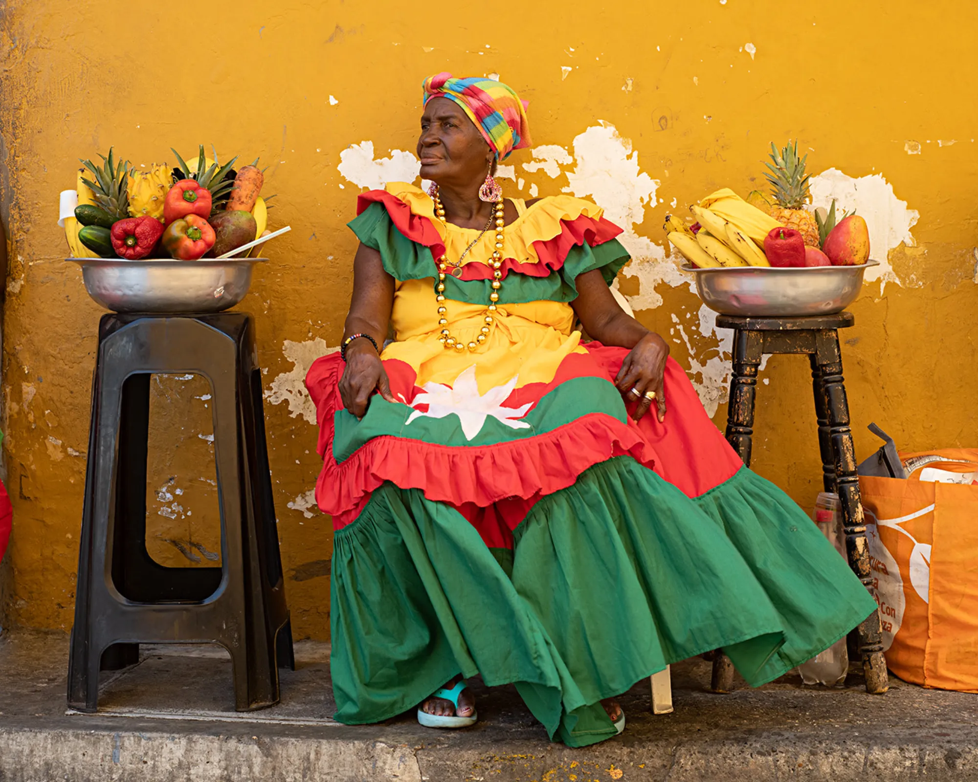 A palenquera in Cartagena's walled city